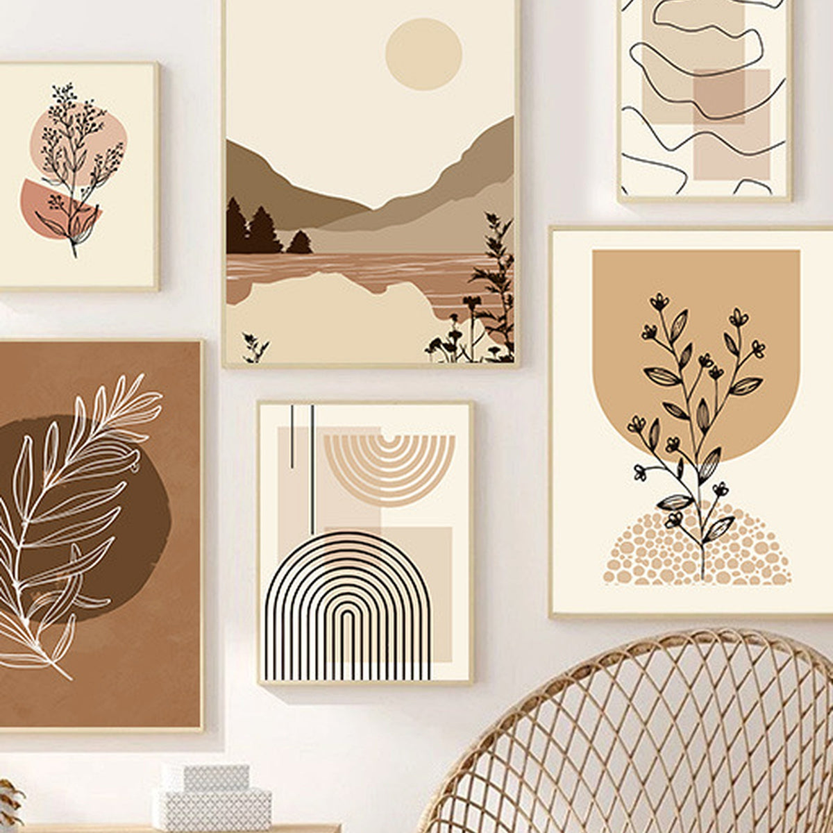Morandi Abstract Line Art Set — close-up view