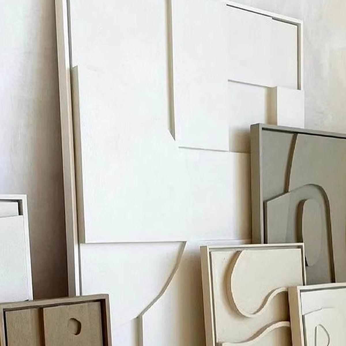 Sandstone Texture Geometric Wall Art Set — close-up view