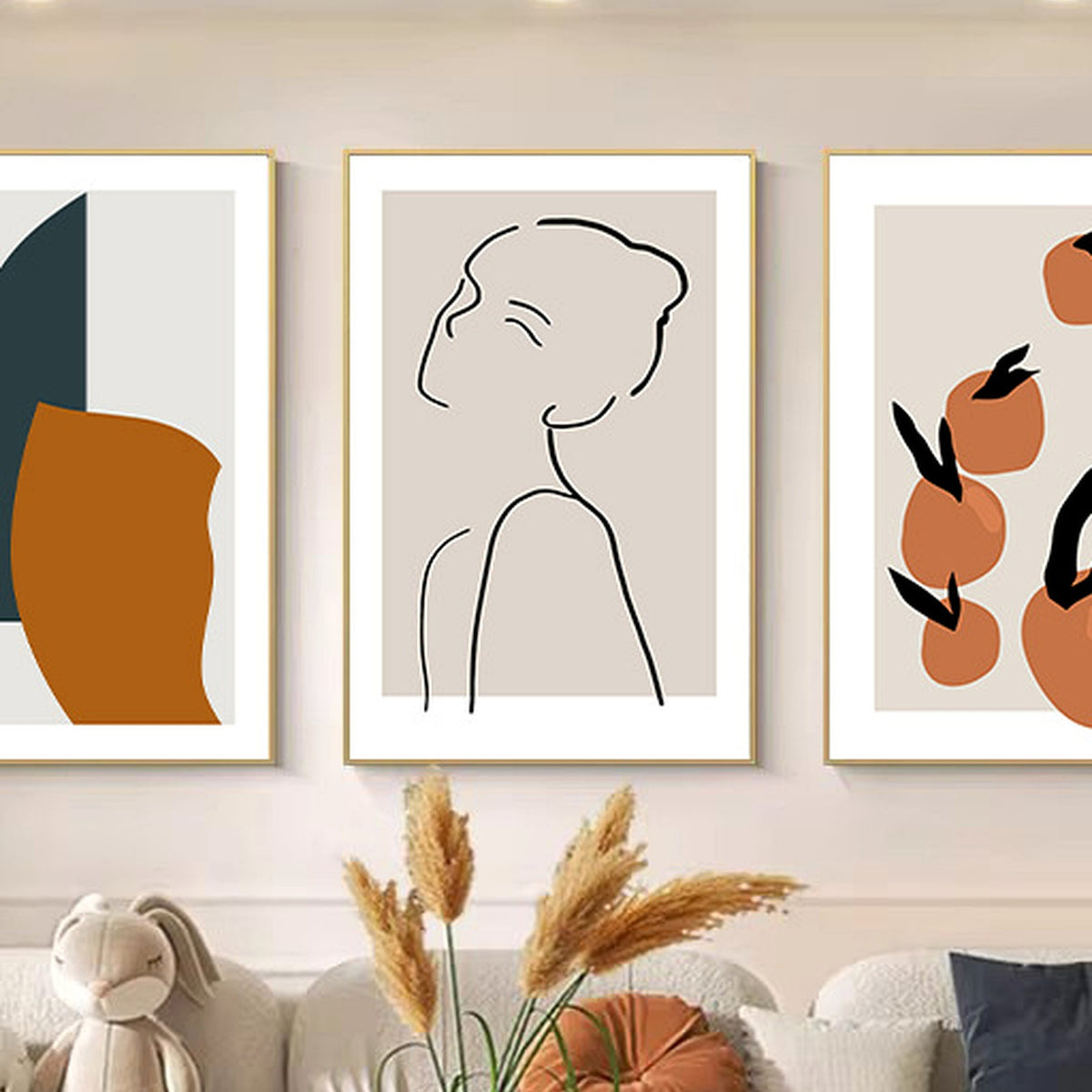 Modern Abstract Figure Line Art Set — close-up view