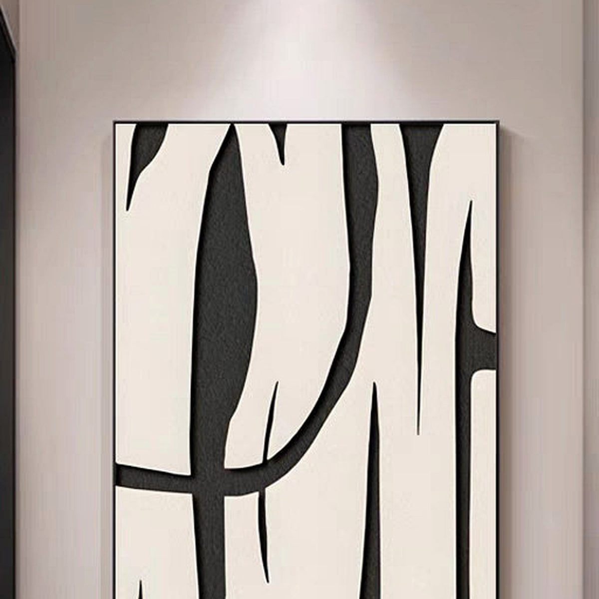 Black & White Textured Abstract Wall Art — close-up view