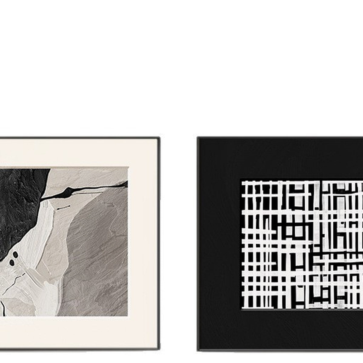 Black & White Minimalist Wall Art Set — close-up view