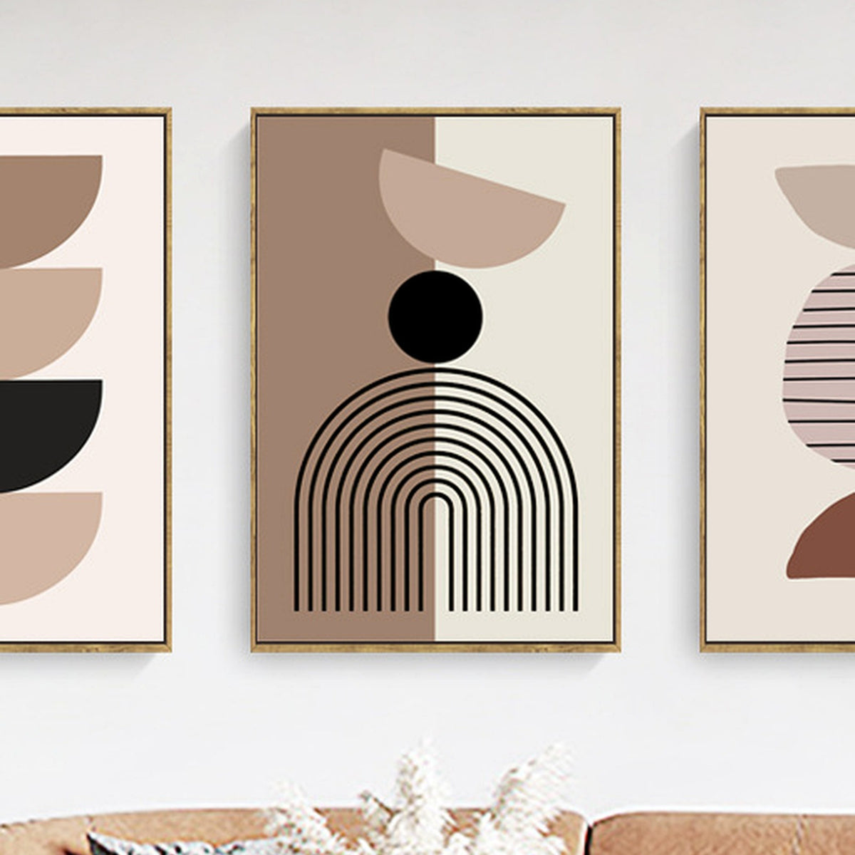 Terracotta Geometric Canvas Art Set — close-up view