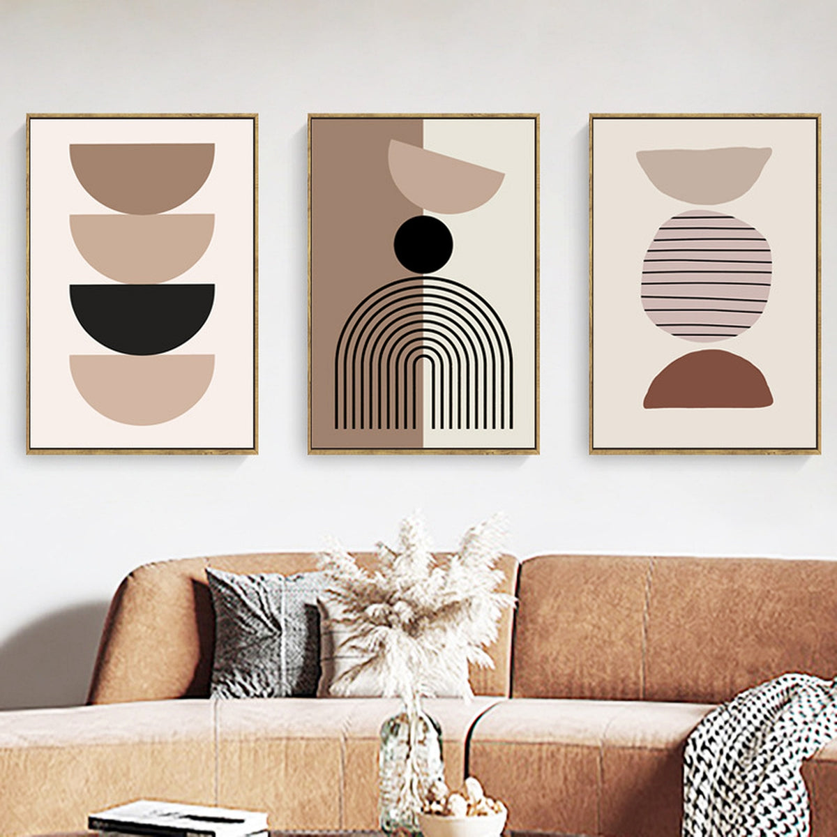 Terracotta Geometric Canvas Art Set — main view