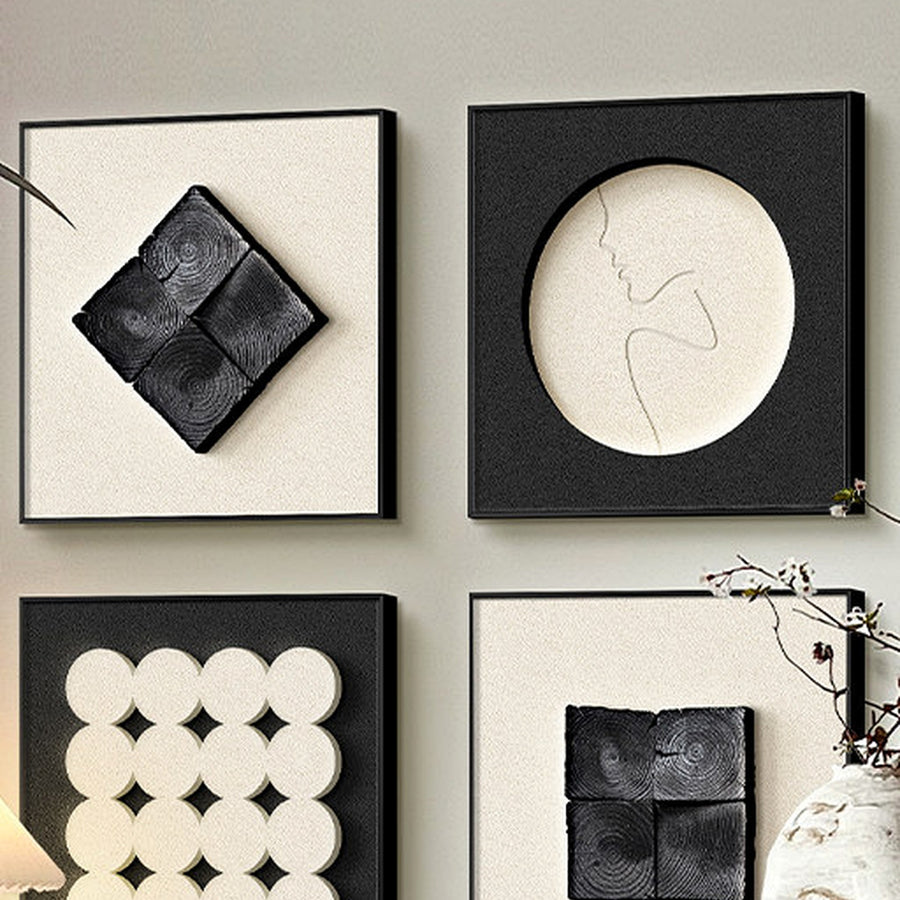 Monochrome Abstract Pattern Wall Art — close-up view