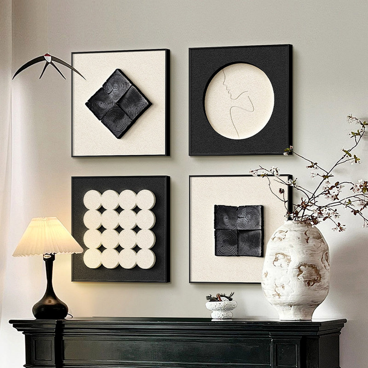 Monochrome Abstract Pattern Wall Art — lifestyle view