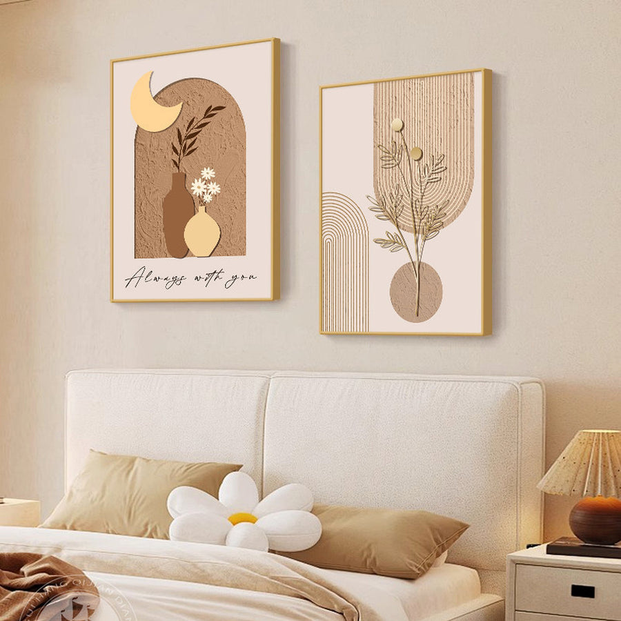 Cream-Tone Abstract Bedroom Wall Art — main view