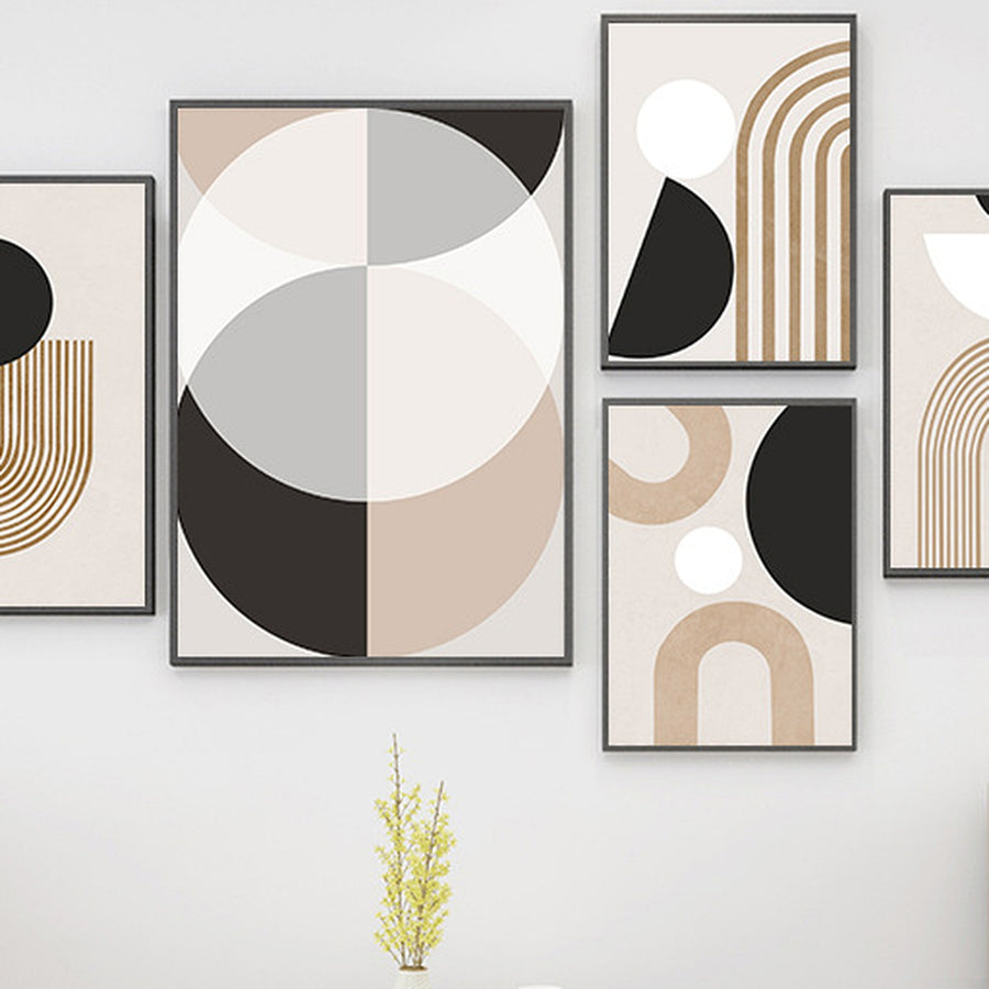 Nordic Cream Geometric Line Art Set — close-up view