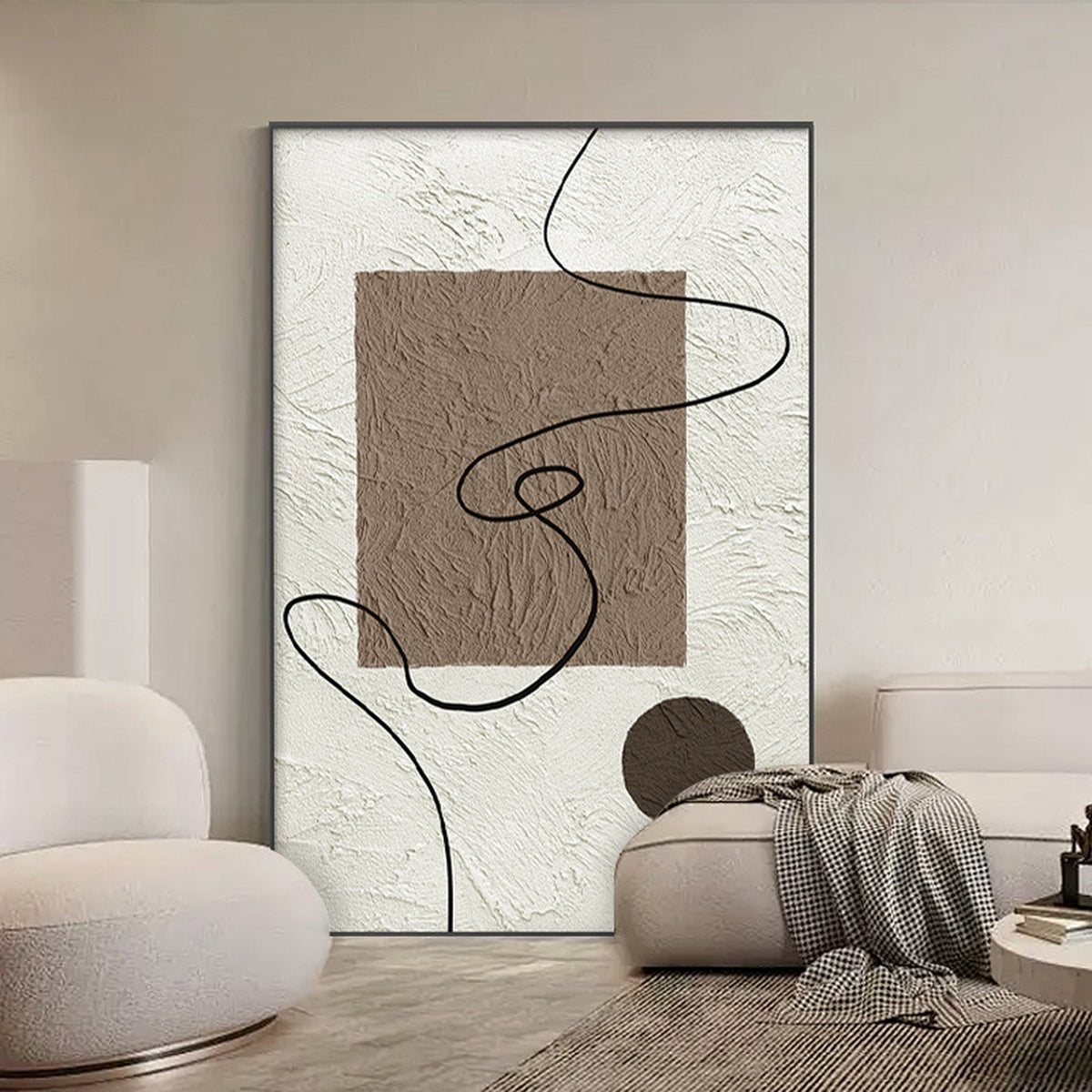 Wabi-Sabi Textured Geometric Wall Art — main view