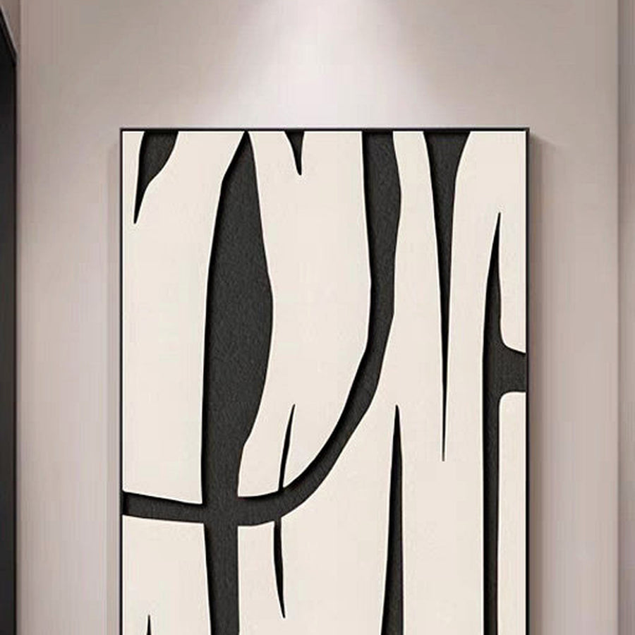 Black & White Textured Abstract Wall Art — close-up view