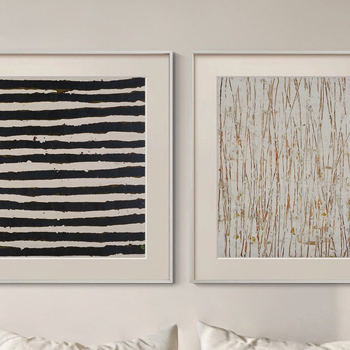 French Modern Black & White Abstract Art — close-up view