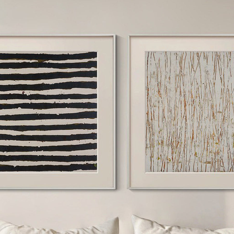 French Modern Black & White Abstract Art — close-up view